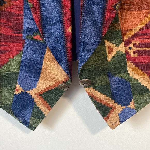 Vintage Sweetgrass 90s Tribal Concho Open Vest Boho Cowgirl Tapestry - Picture 3 of 11